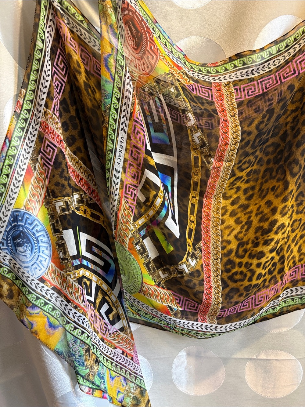 Versace Wild Barocco Silk Chiffon Oversized Scarf Shawl